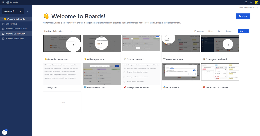 Mattermost clean dashboard